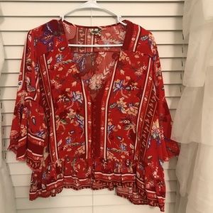 Red floral top